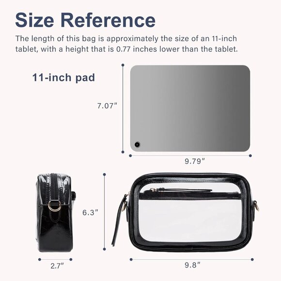 Environmentally Friendly Clear Bag for Events - Compact 9.8in Crossbody Design - Picture 3 of 7